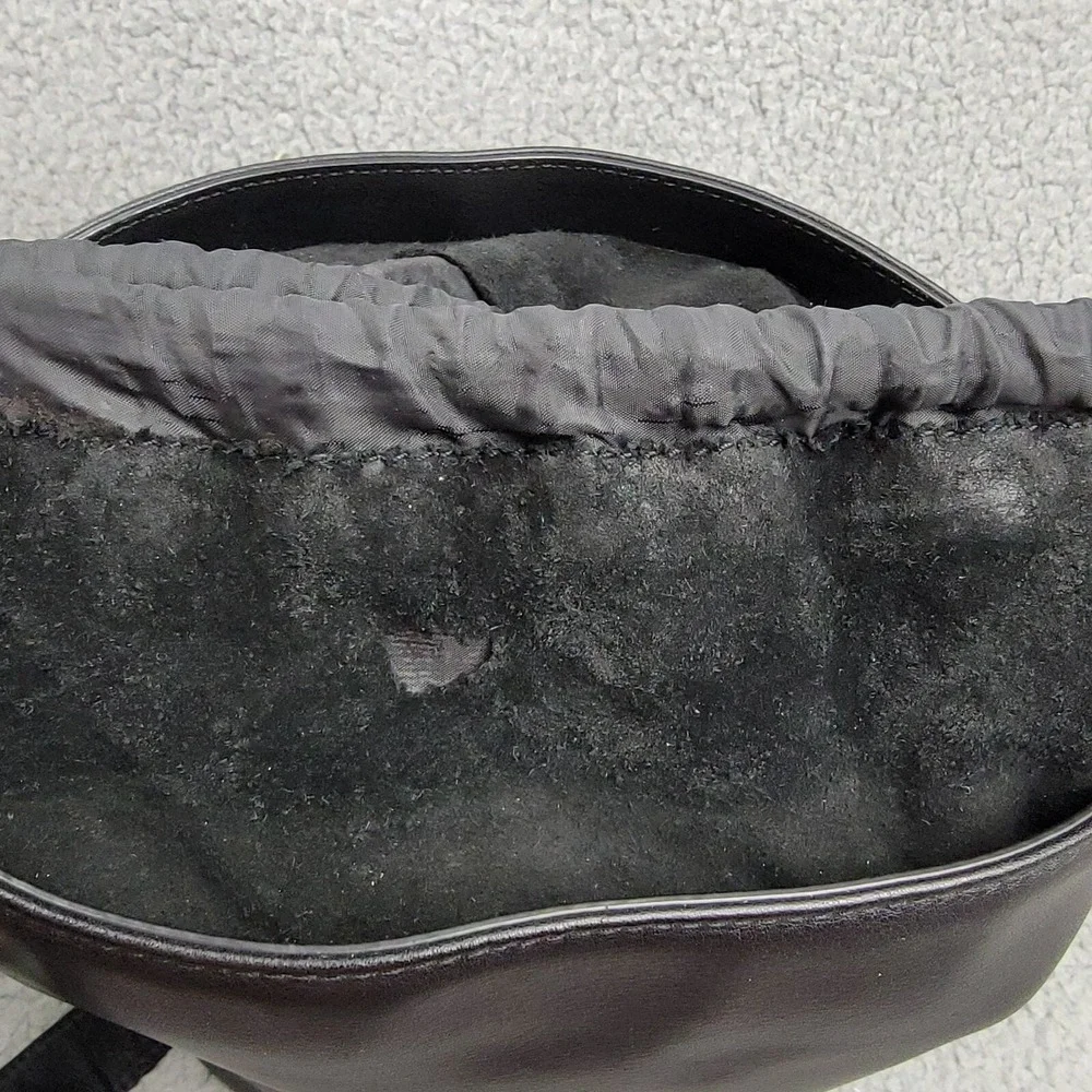 Ted‎ Baker Equesti Equestrian Hobo Bucket Bag Womens Black Leather FLAWS!